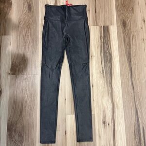 Spanx Black High-Waisted Leggings/leather look